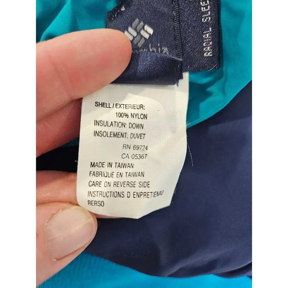 Vintage 90s Columbia Down Puffer Jacket Reversible Mens Adult Small L Blue Teal - Picture 9 of 11